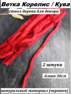 Ветка Корелис/Кува, 30см (красный), 2штуки